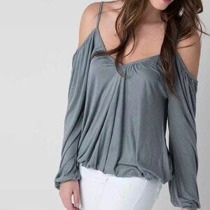 Free People Adelia Top, SP, Slate Blue, Bohemian Blouse